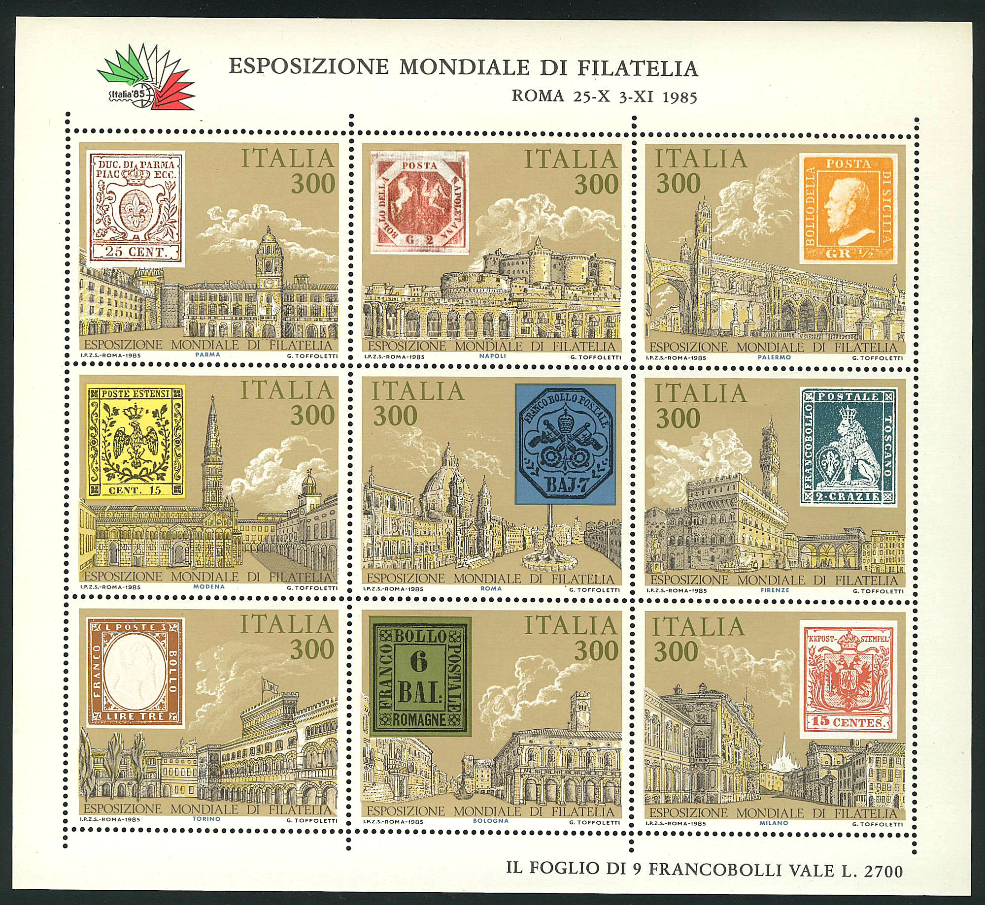 1985 - 4 x Esposizione Filatelica - Antichi Stati Sas.BF2 Bol.BF22A.jpg